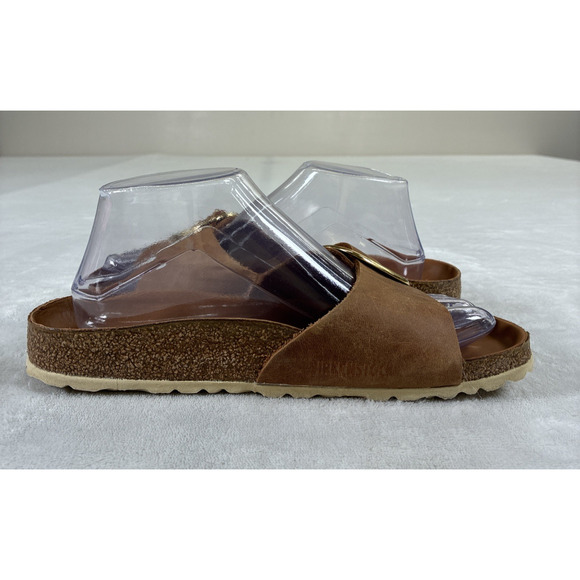 Birkenstock Madrid Big Buckle Sandals In Oiled Leather T-Strap Sandals Sz 39/8 - Picture 8 of 16